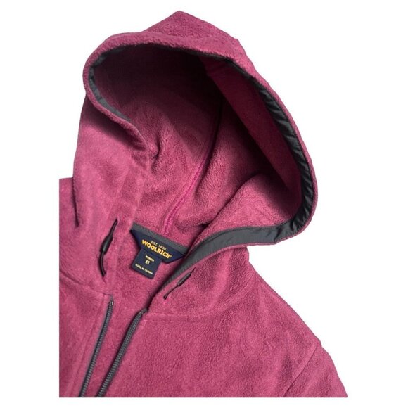 Woolrich Fleece Pink Womens Light Outdoor Designer Hooded Jacket Medium - Picture 2 of 4
